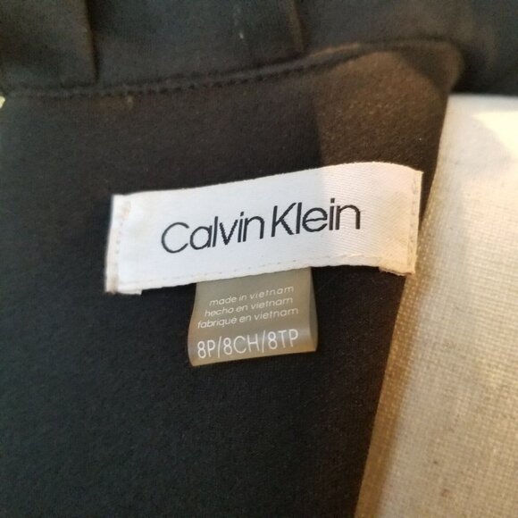 Calvin Klein Sleeveless Dress Black Blouse Size 8 Ruffle Collar Zipper Exposed - Picture 8 of 14